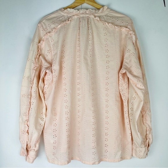 Cleobella Freya Blouse Pale Pink Button Down Eyelet Lace - Picture 6 of 6